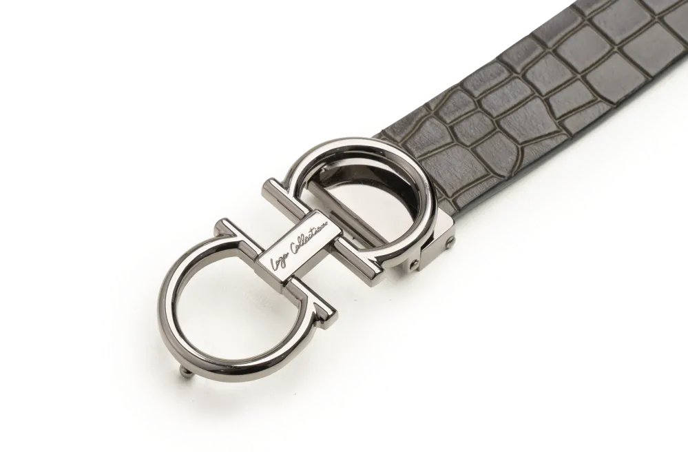 LEATHER BELT A1329 GRN - LOGO