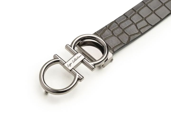 LEATHER BELT A1329 GRN - LOGO