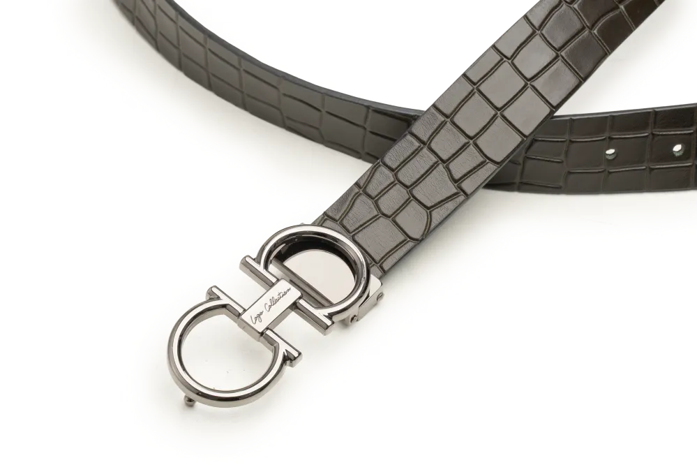 LEATHER BELT A1329 GRN - LOGO