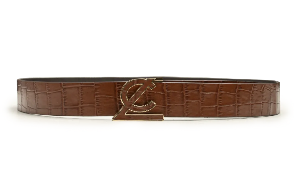 LEATHER BELT A1332 TAN - LOGO