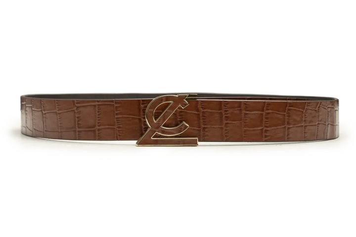 LEATHER BELT A1332 TAN - LOGO