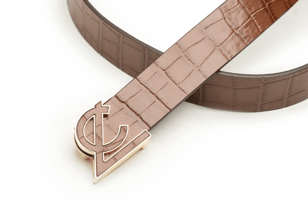 LEATHER BELT A1332 TAN - LOGO