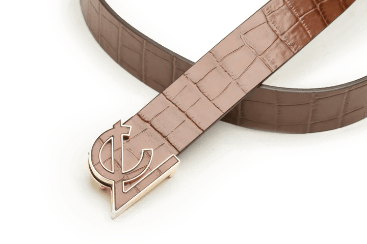 LEATHER BELT A1332 TAN - LOGO