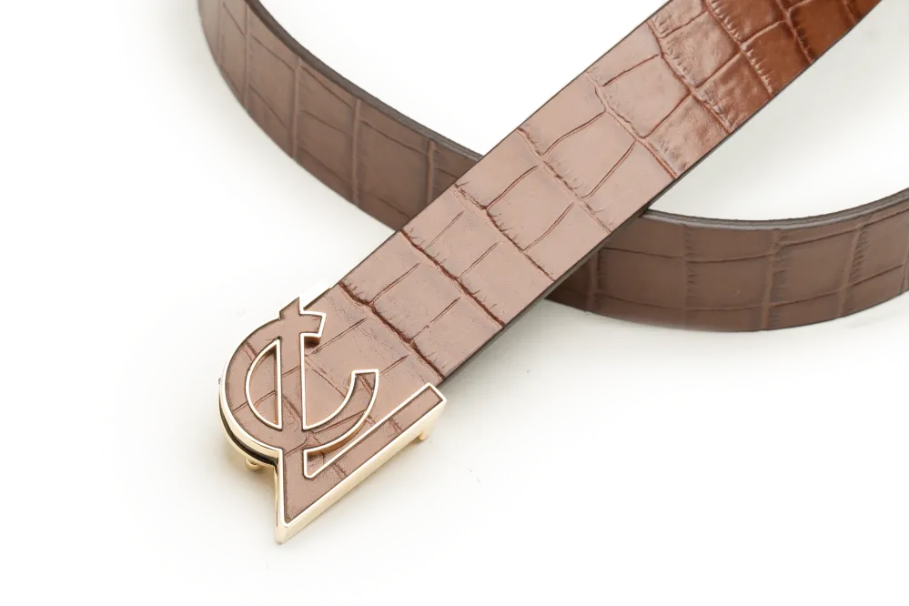 LEATHER BELT A1332 TAN - LOGO