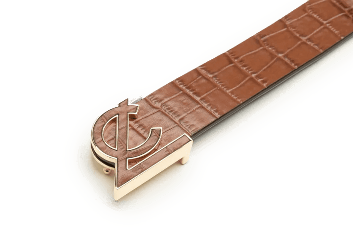 LEATHER BELT A1332 TAN - LOGO