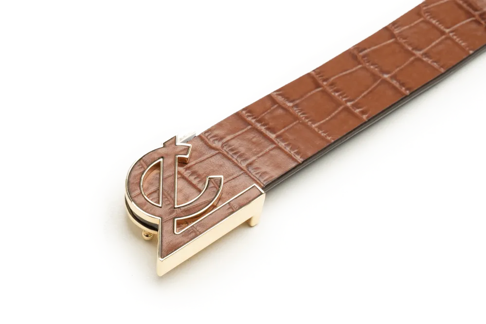 LEATHER BELT A1332 TAN - LOGO