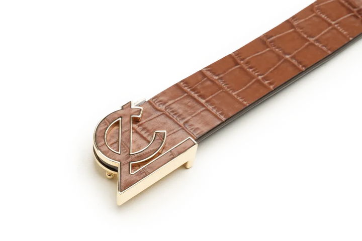 LEATHER BELT A1332 TAN - LOGO