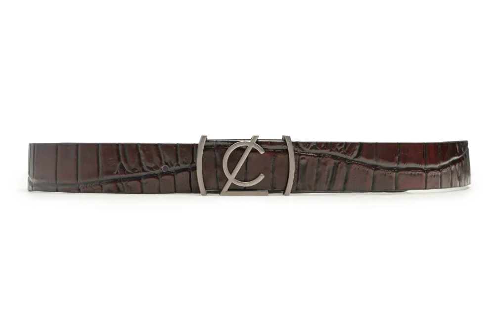 LEATHER BELT A1338 RED - LOGO