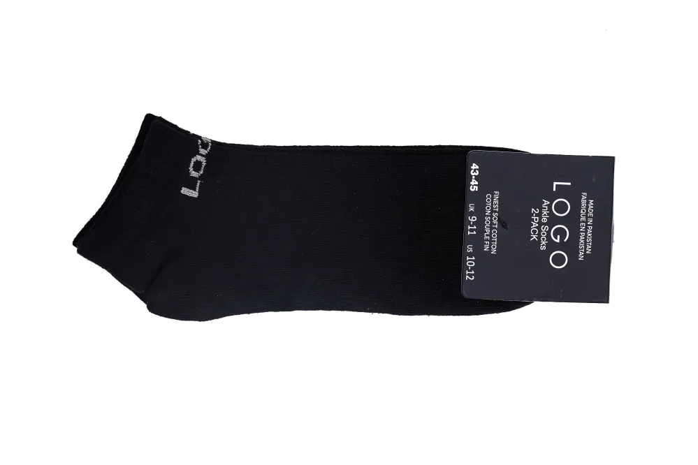LOGO MENS ANKLE COTTON SOCKS (PACK OF 2) - LOGO