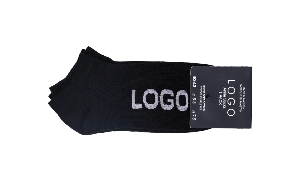 LOGO MENS ANKLE COTTON SOCKS (PACK OF 2) - LOGO