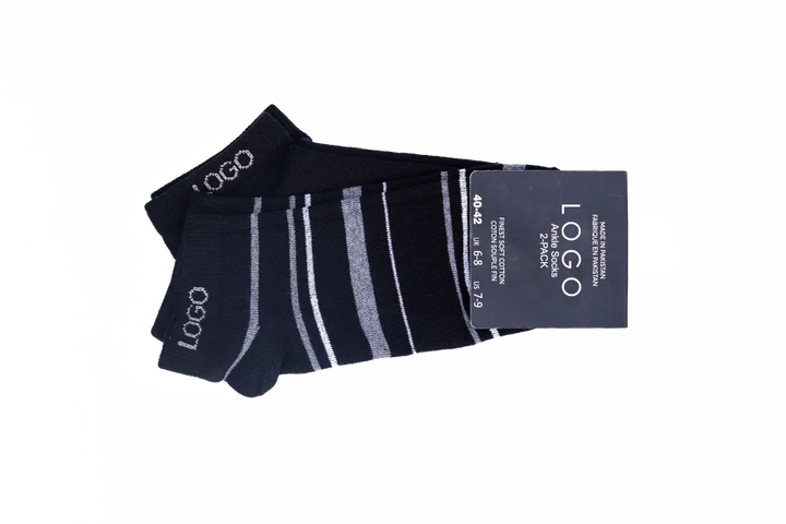 LOGO MENS ANKLE COTTON SOCKS (PACK OF 2) - LOGO
