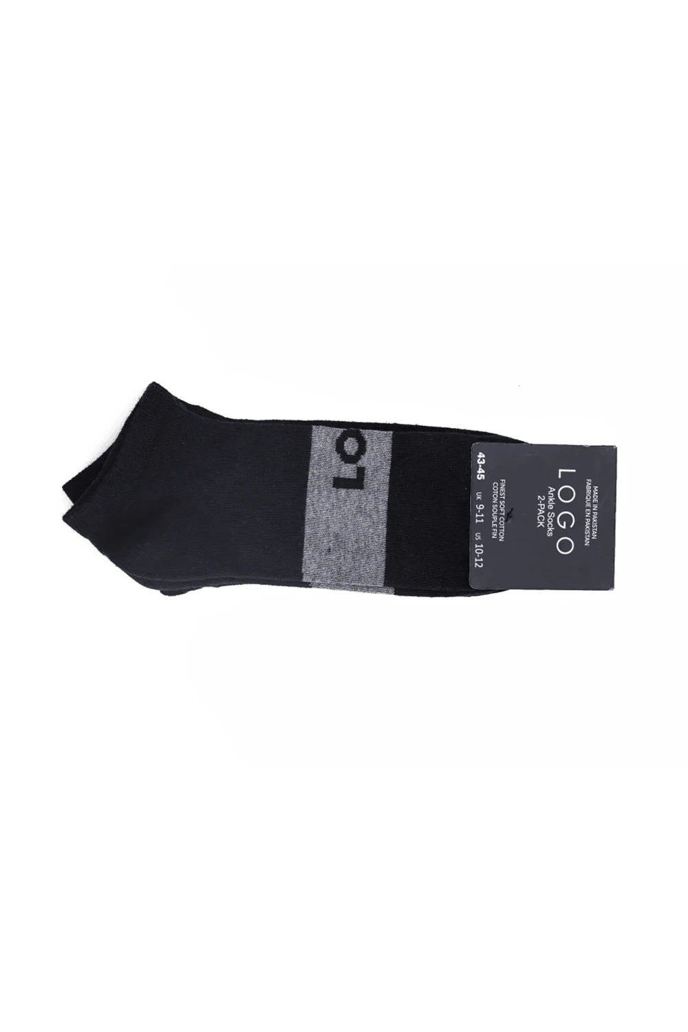 LOGO MENS ANKLE COTTON SOCKS (PACK OF 2) - LOGO
