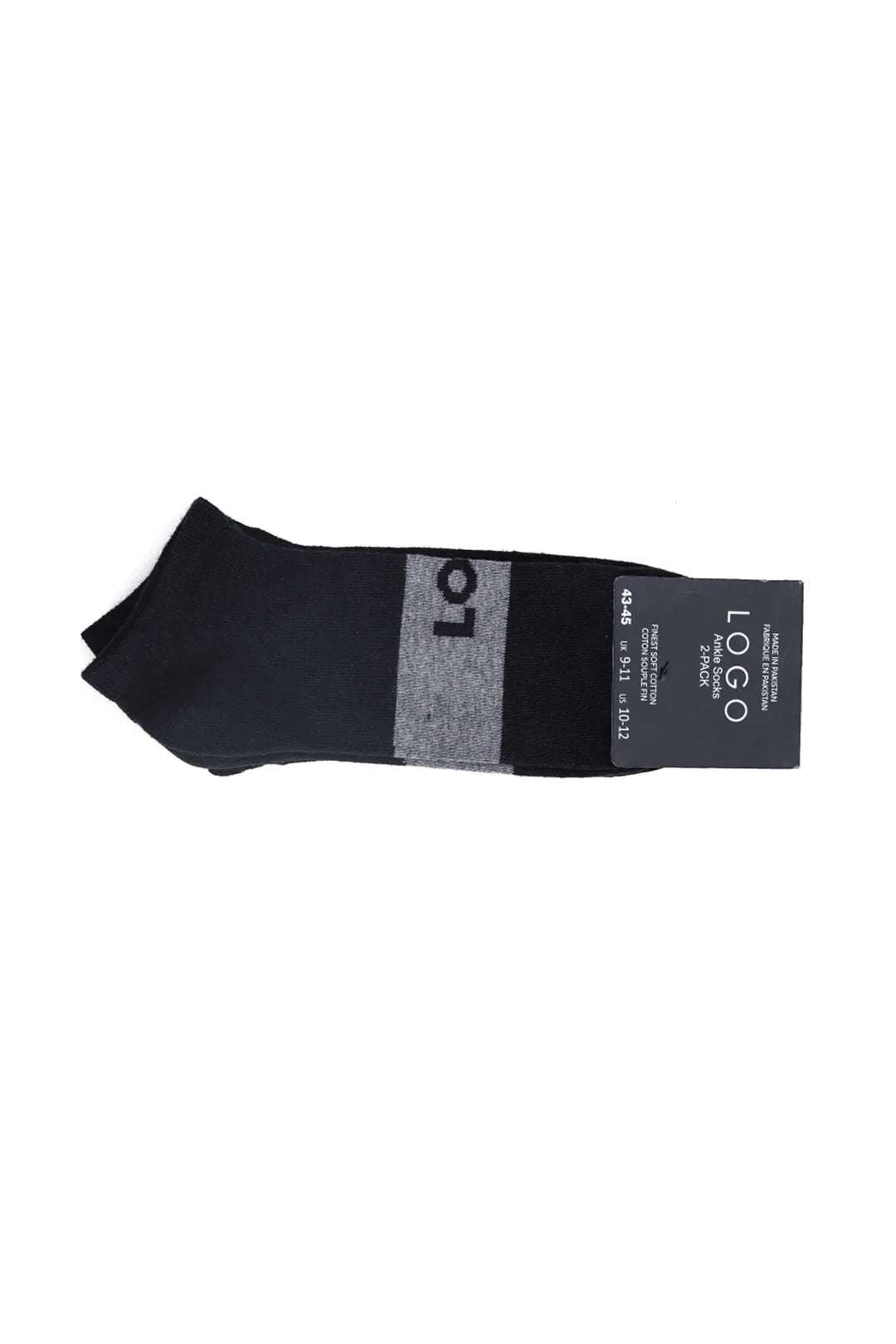 LOGO MENS ANKLE COTTON SOCKS (PACK OF 2) - LOGO