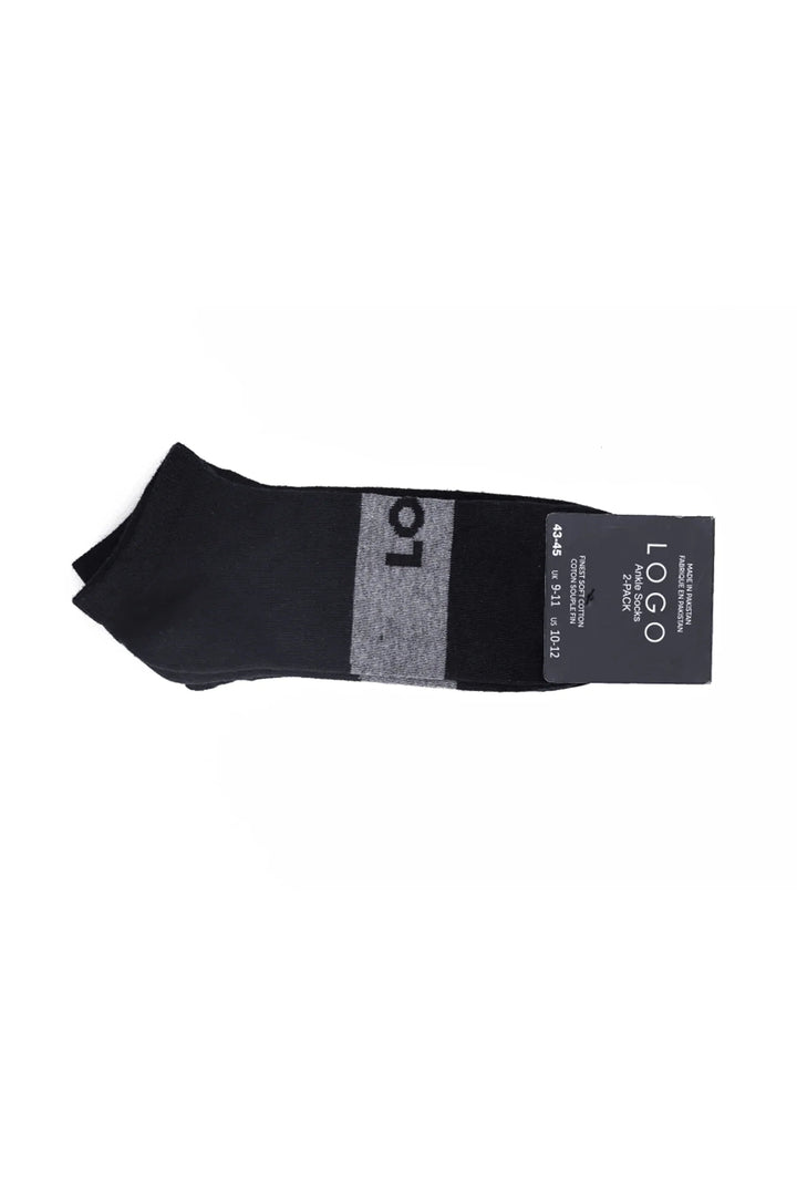 LOGO MENS ANKLE COTTON SOCKS (PACK OF 2) - LOGO
