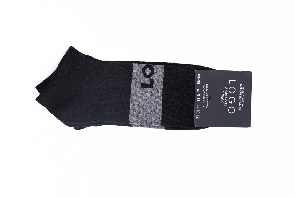 LOGO MENS ANKLE COTTON SOCKS (PACK OF 2) - LOGO