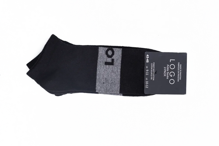 LOGO MENS ANKLE COTTON SOCKS (PACK OF 2) - LOGO