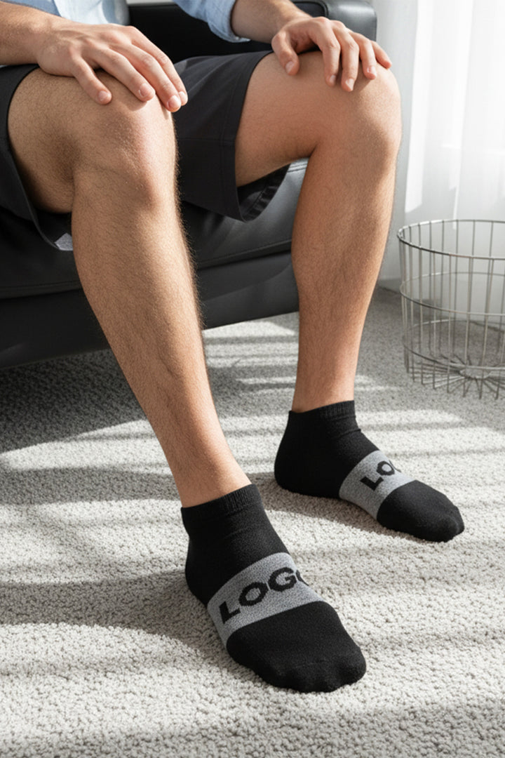 LOGO MENS ANKLE COTTON SOCKS (PACK OF 2)