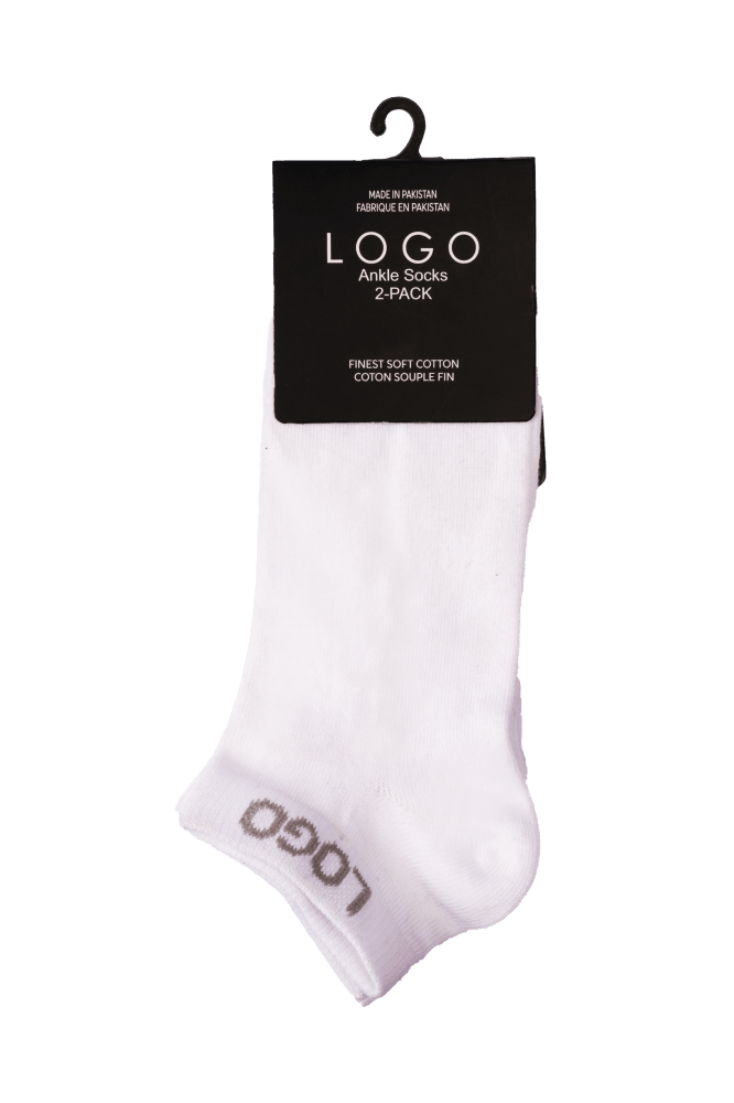 MENS ANKLE COTTON SOCKS (PACK OF 2) - LOGO