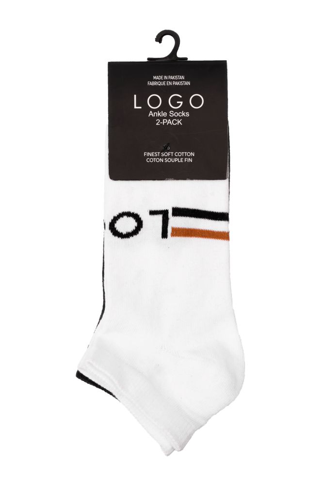 MENS ANKLE COTTON SOCKS (PACK OF 2) - LOGO